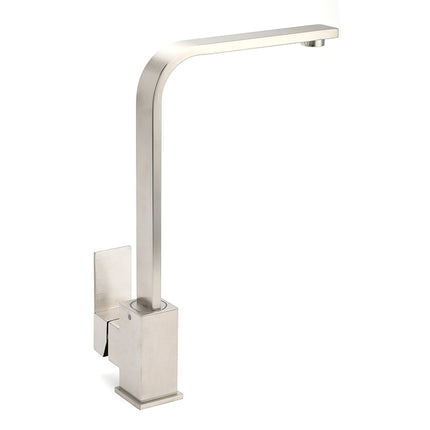 WELS Square Kitchen Sink Laundry Mixer 360º Swivel Faucet Tap Set Brushed Nickel.