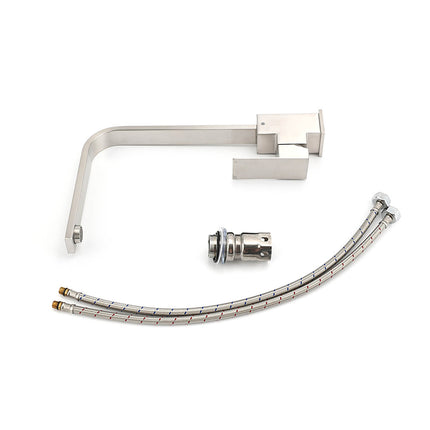 WELS Square Kitchen Sink Laundry Mixer 360º Swivel Faucet Tap Set Brushed Nickel.