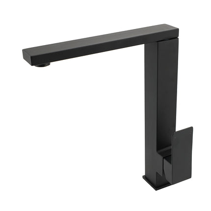 WELS Black 7.5L/m Kitchen Mixer 360º Swivel Laundry Sink Tap Faucet Square Set.