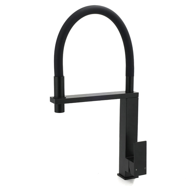 Matt Black Swivel Kitchen Sink Basin Mixer Swivel Faucet Tapware Pull Out Spout.