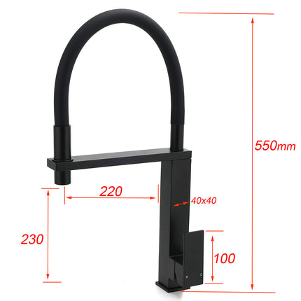 Matt Black Swivel Kitchen Sink Basin Mixer Swivel Faucet Tapware Pull Out Spout.