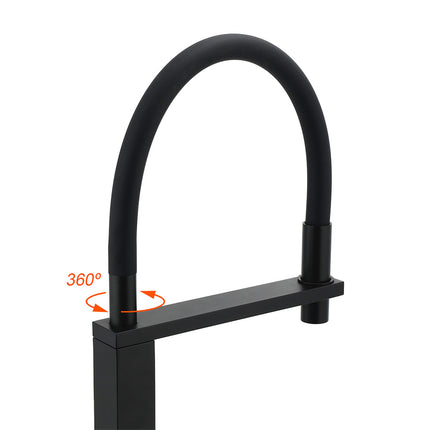 Matt Black Swivel Kitchen Sink Basin Mixer Swivel Faucet Tapware Pull Out Spout.