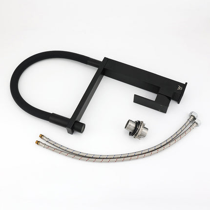 Matt Black Swivel Kitchen Sink Basin Mixer Swivel Faucet Tapware Pull Out Spout.