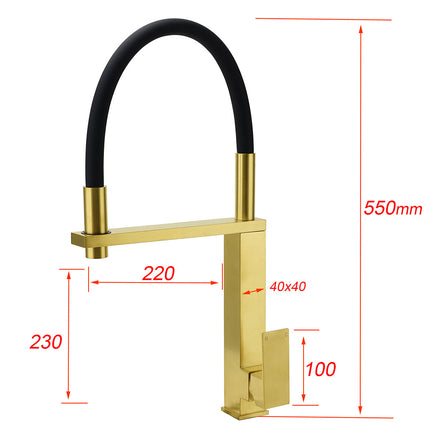 Brushed Gold Tall Kitchen Sink Basin Mixer Swivel Faucet Tap Pull Out Spout Head.