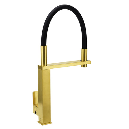 Brushed Gold Tall Kitchen Sink Basin Mixer Swivel Faucet Tap Pull Out Spout Head.