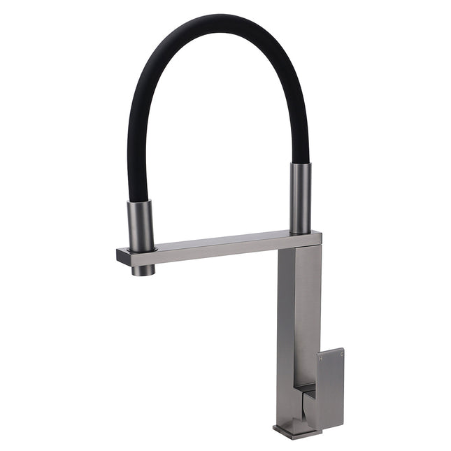 Gun Metal Tall Kitchen Sink Basin Mixer Swivel Faucet Tap Pull Out Spout Head.
