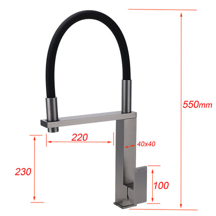 Gun Metal Tall Kitchen Sink Basin Mixer Swivel Faucet Tap Pull Out Spout Head.