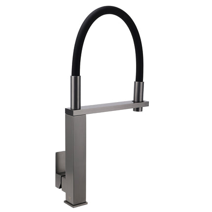 Gun Metal Tall Kitchen Sink Basin Mixer Swivel Faucet Tap Pull Out Spout Head.