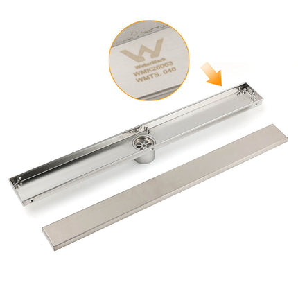 304 Stainless Steel 600mm Tile Insert Linear Shower Grate Floor Drain 50mm Waste.