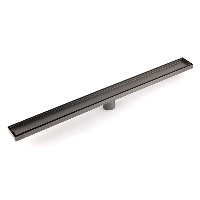 Gun Metal Bathroom Tile Insert 800mm Linear Shower Grate Floor Drain 50mm Waste.