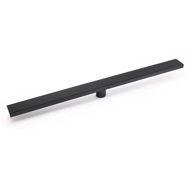 Matt Black 600mm Strip Fence Sword Shower Grate Floor Drain 50mm Waste Outlet.