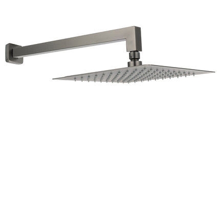 Gun Metal 10" Square Large Rainfall Shower Head 400mm Straight Wall Mounted Arm Set.