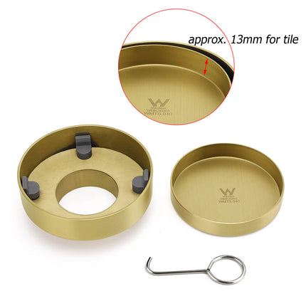 Brushed Gold Round 100mm Diamater Tile Insert Floor Drain Shower Grate 50mm Out.