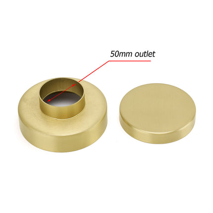 Brushed Gold Round 100mm Diamater Tile Insert Floor Drain Shower Grate 50mm Out.