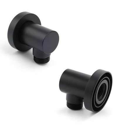 Round Brass Black Standard G1/2" Inch End Flexible Shower Elbow Connector Water Inlet.