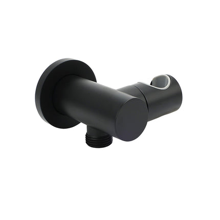 Matt Black Brass Hand Shower Bracket Swivel Holder Wall Elbow Connector Water Inlet Kit.