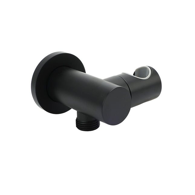 Matt Black Brass Hand Shower Bracket Swivel Holder Wall Elbow Connector Water Inlet Kit.