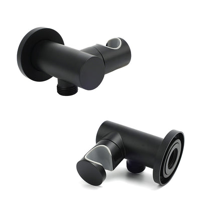 Matt Black Brass Hand Shower Bracket Swivel Holder Wall Elbow Connector Water Inlet Kit.
