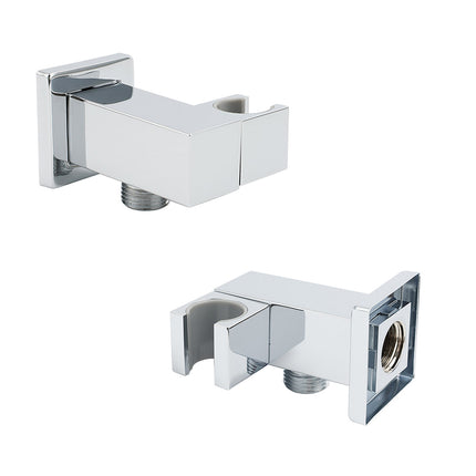 Chrome Square Water Inlet Shower Rose Bracket Swivel Holder Wall Elbow Connector G1/2" Thread.