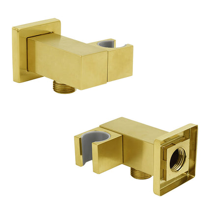 Brushed Gold Swivel Shower Head Holder Bracket Wall Inlet Elbow Water Connector 1/2 Inch.