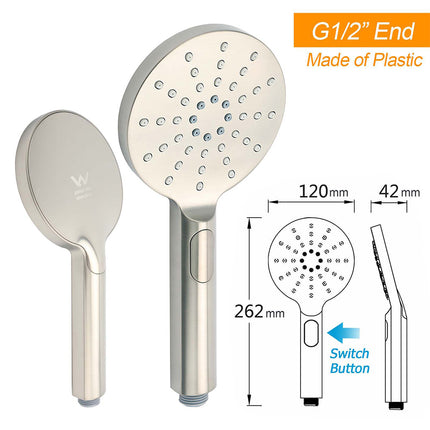 Brushed Nickel Dual Shower Set Sliding Rail Arm 8" Round Head Handheld Silver.