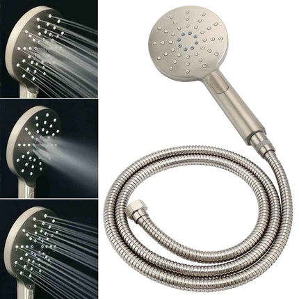WELS Brushed Nickel Dual Shower Set Sliding Rail Arm 8" Round Head Handheld Mixer.