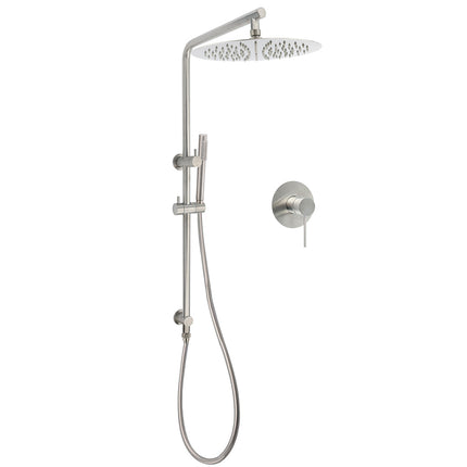 WELS Brushed Nickel 2in1 Shower Set Sliding Rail Arm Large 12" Round Head Handheld Mixer.