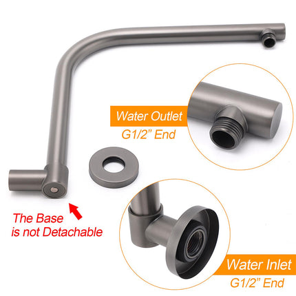 Gun Metal Round 12" Rainfall Shower Head + High Rise Gooseneck Wall Arm Bath Set.
