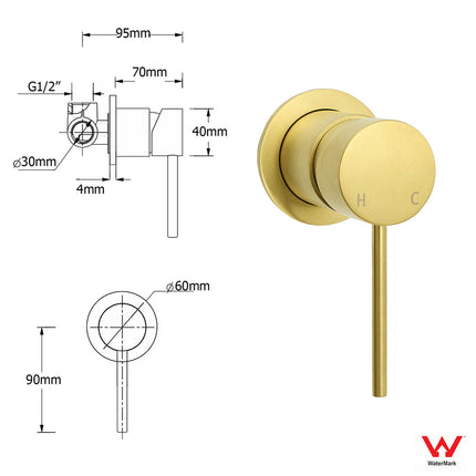 WELS Brushed Gold Shower 8" Round Head 3 Mode Handheld Rose Sliding Rail Mixer Dual Set.