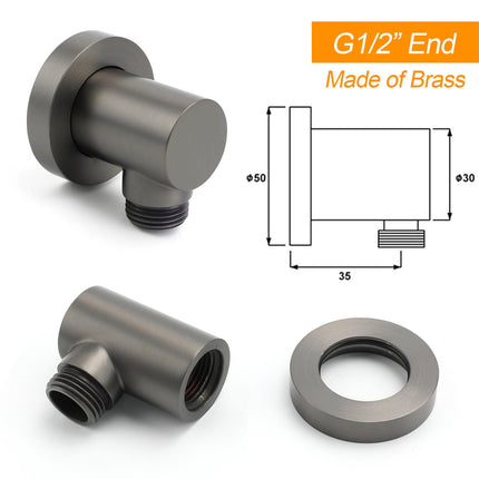 WELS Gun Metal Dual Round Shower Head 10" Rain Head Stainless Steel Handheld Sliding Rail Diverter Set.