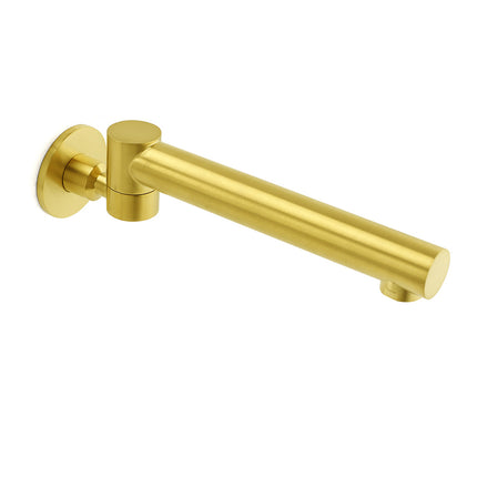 Brushed Gold Round Basin Wall Mounted Faucet Outlet Swivel Bathtub Stainless Steel Spout.