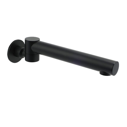 Matt Black Round Basin Wall Mounted Spout Faucet Outlet 180° Swivel Tap Watermark.