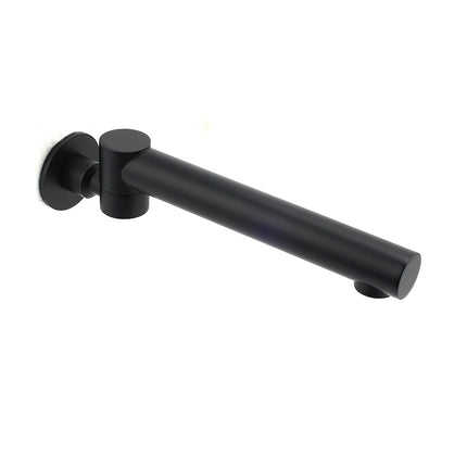 Matt Black Round Basin Wall Mounted Spout Faucet Outlet 180° Swivel Tap Watermark.