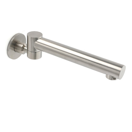 Brushed Nickel Round Basin Wall Mounted Faucet Outlet 180 Swivel Vanity Bathtub Spout.