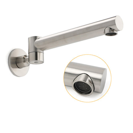 Brushed Nickel Round Basin Wall Mounted Faucet Outlet 180 Swivel Vanity Bathtub Spout.