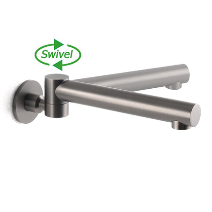 Gun Metal Round Wall Mounted 180 Swivel Bathtub Faucet Water Outlet Vanity Spout.