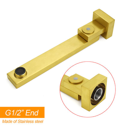Brushed Gold Square Stainless Steel 180 Swivel Bathtub Faucet Water Outlet Spout.