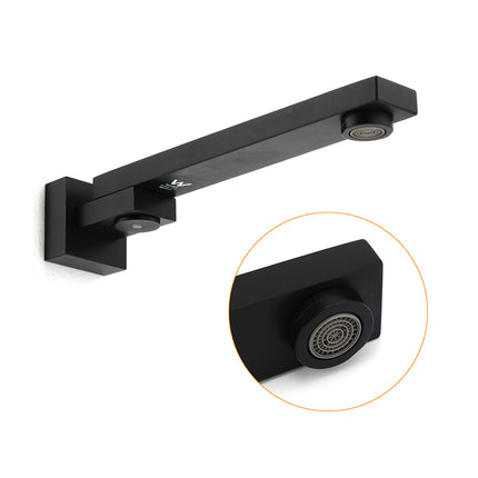 Matte Black Square Bathtub Faucet 180° Swivel Water Spout Outlet Basin Watermark.