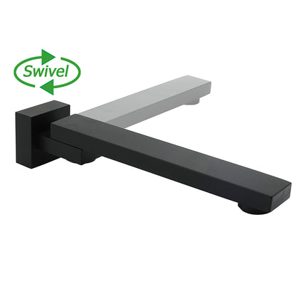 Matte Black Square Bathtub Faucet 180° Swivel Water Spout Outlet Basin Watermark.