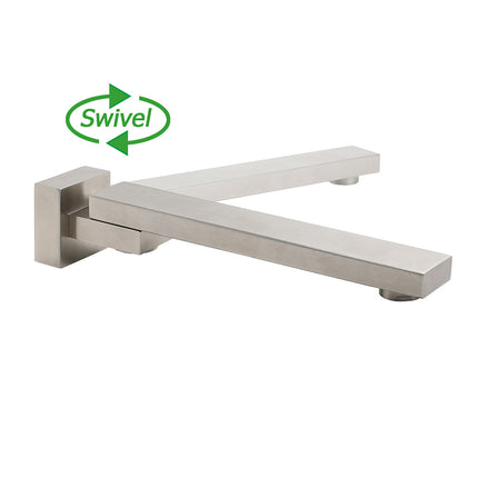 Brushed Nickel Square Stainless Steel Swivel Spout Bathtub Bubble Faucet Outlet.