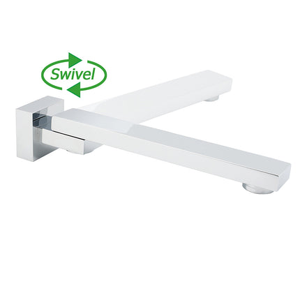 Chrome Square Stainless Steel Shower Bathtub Water Spout Faucet Outlet Tap 180° Swivel Set.