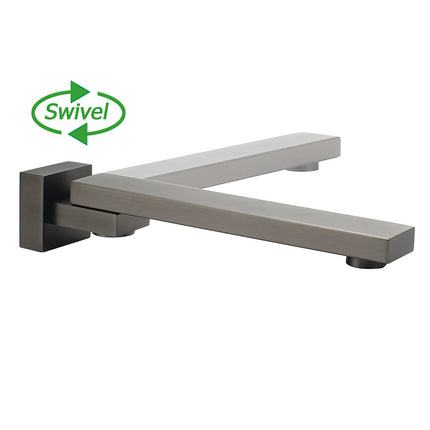 Gun Metal Square Stainless Steel 180 Swivel Bathtub Faucet Water Outlet Spout.