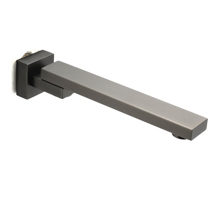 Gun Metal Square Stainless Steel 180 Swivel Bathtub Faucet Water Outlet Spout.