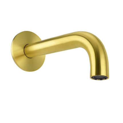 Brushed Gold 150mm Round Curve Faucet Outlet Bathroom Tub Water Filler Spout Set.
