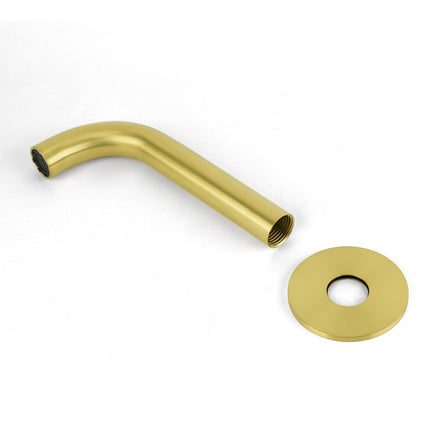 Brushed Gold 150mm Round Curve Faucet Outlet Bathroom Tub Water Filler Spout Set.