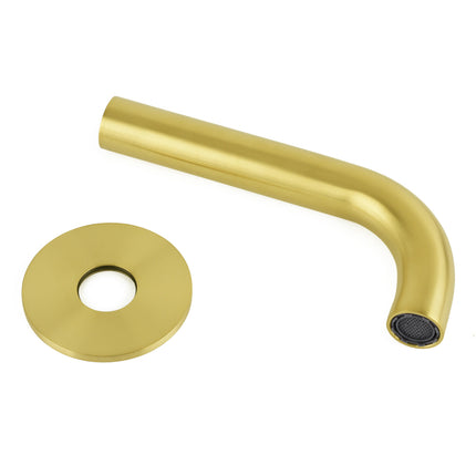 Brushed Gold 150mm Round Curve Faucet Outlet Bathroom Tub Water Filler Spout Set.