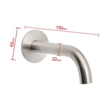 Brushed Nickel 150mm Round Curve Faucet Water Outlet Swivel Bathtub Filler Spout.