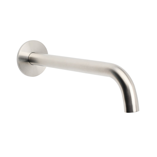 Brushed Nickel Round 250mm Long Spout Bath Tub Wall Mounted Water Filler Outlet.