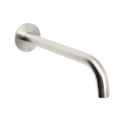 Brushed Nickel Round 250mm Long Spout Bath Tub Wall Mounted Water Filler Outlet.