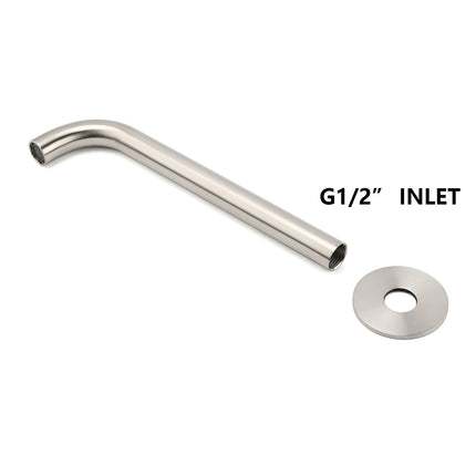 Brushed Nickel Round 250mm Long Spout Bath Tub Wall Mounted Water Filler Outlet.